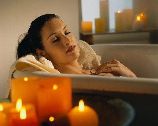 Woman Resting in Bath