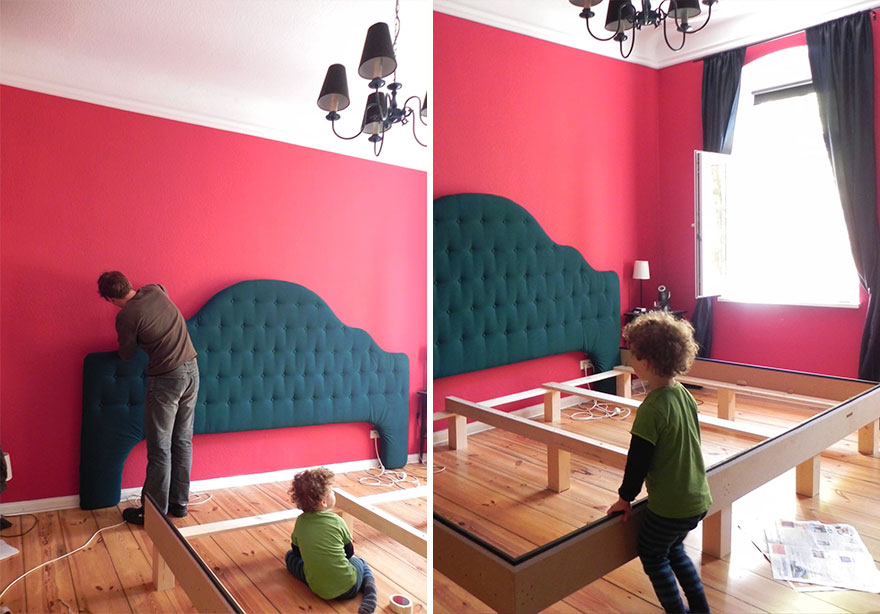Αυτή η οικογένεια έφτιαξε ένα μεγάλο οικογενειακό κρεβάτι με 53 κουμπιά στο κεφαλάρι!