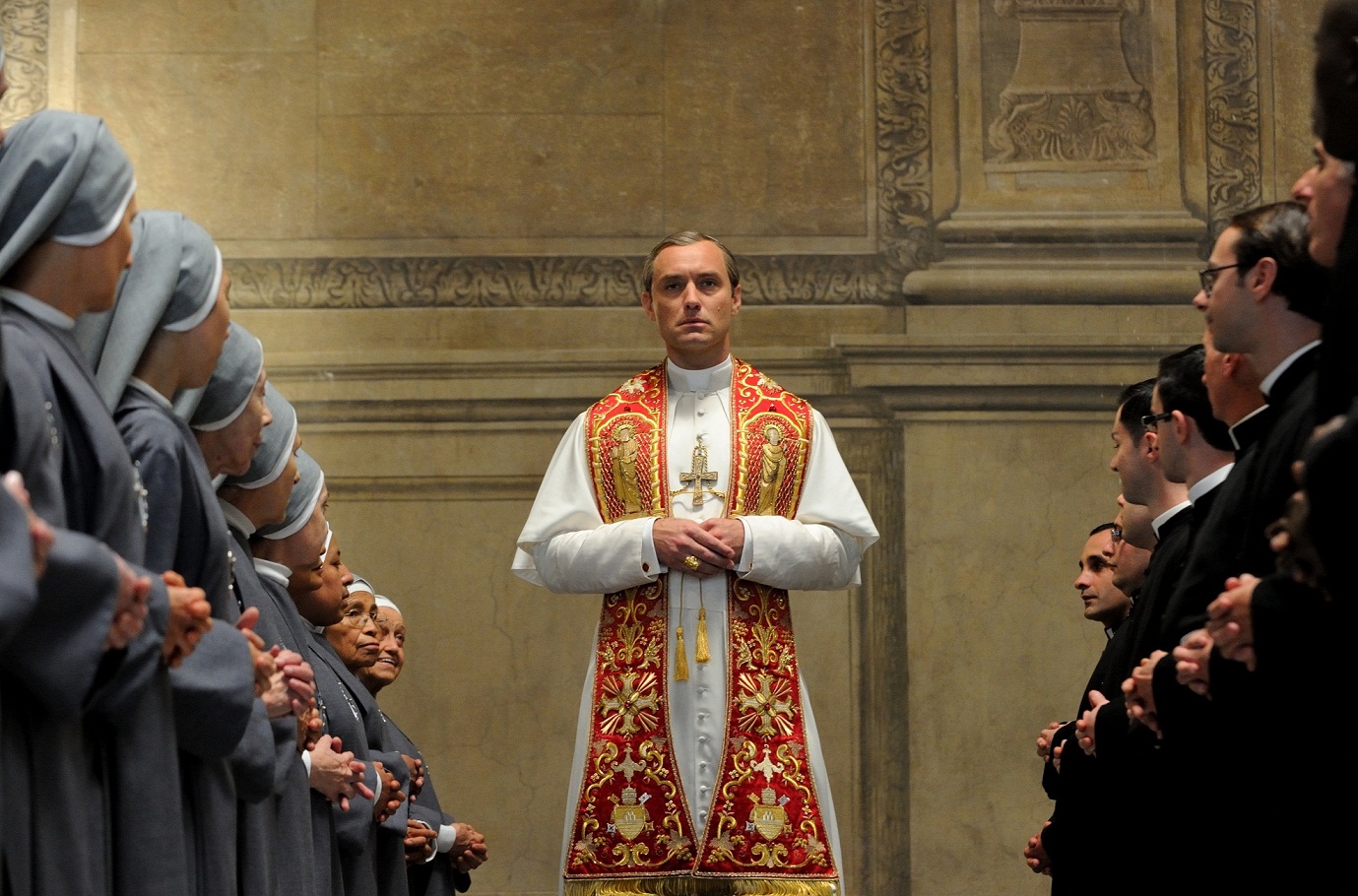 set of "The young Pope" by Paolo Sorrentino. 10/23/2015 sc.  108  ep. 1 In the picture Jude Law. Photo by Gianni Fiorito