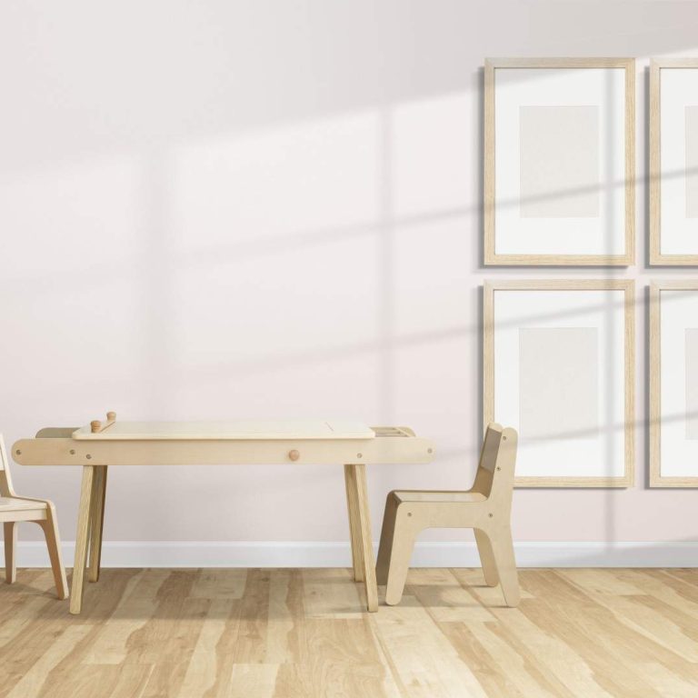 Cute kids room interior design with blank gallery wall